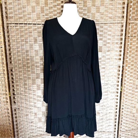 NWT black rayon LOFT v-neck dress 14 - Picture 2 of 11